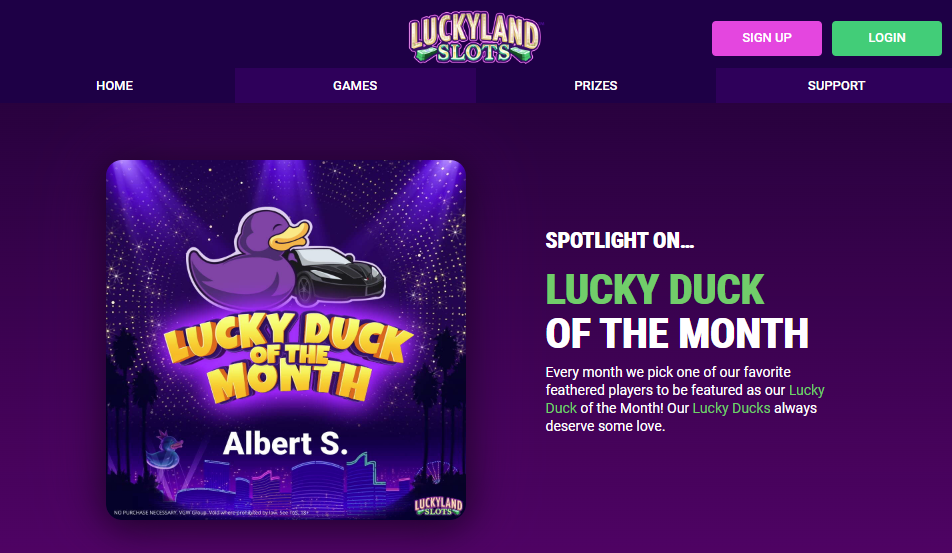 luckylandslots LUCKY DUCK
OF THE MONTH